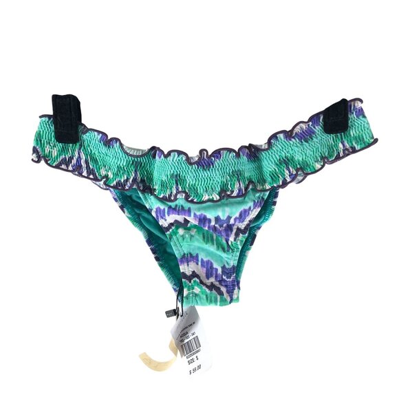 Sofia by Vix Bikini Bottom Ruffle Low Rise Striped Green Purple S - Picture 1 of 3